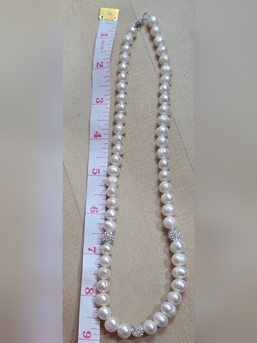 Genuine White baroque pearls W/ a sterling silver 925 clasp 18 In Wedding Pearls - Picture 4 of 5